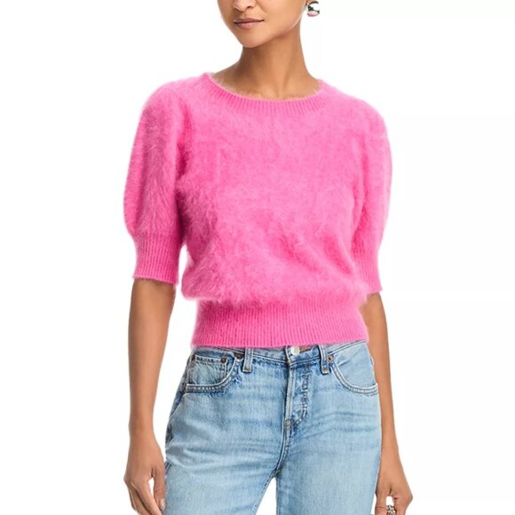 PAIGE Tops - 329$ PAIGE Gladiolus Cashmere Knit Top Short Sleeves Size S Cherry Jubilee Pink